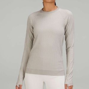 Lululemon Rest Less Pullover size 10 Rib White Opal / Gull Grey